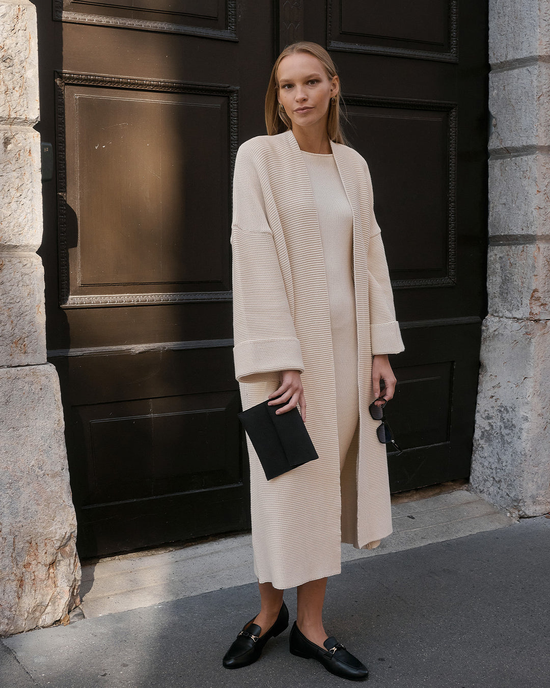 Mila.Vert Styling Tips: Elegant Knitted Cardigan Coat for the Season In Between