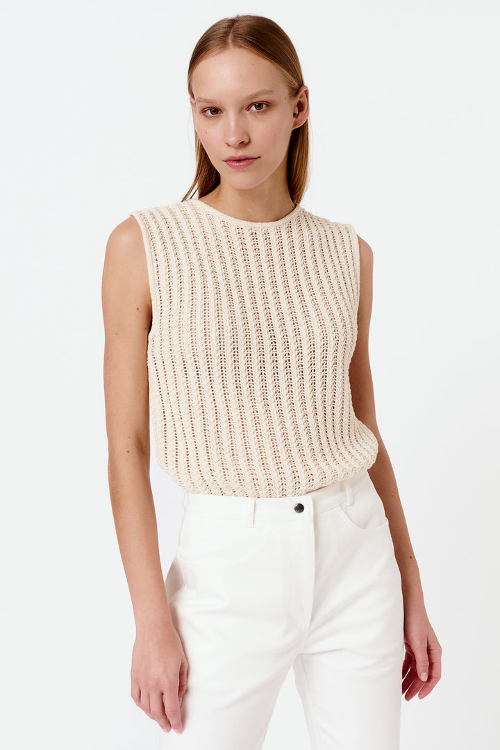 Knitted ribbed lace top