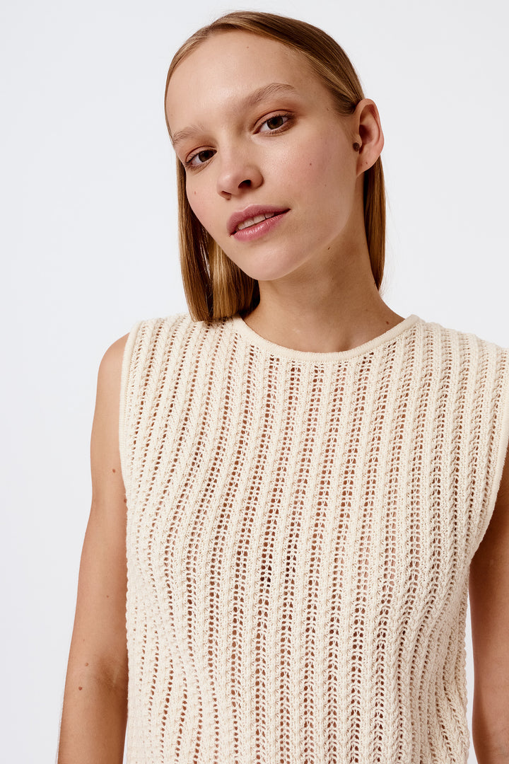 Knitted ribbed lace top