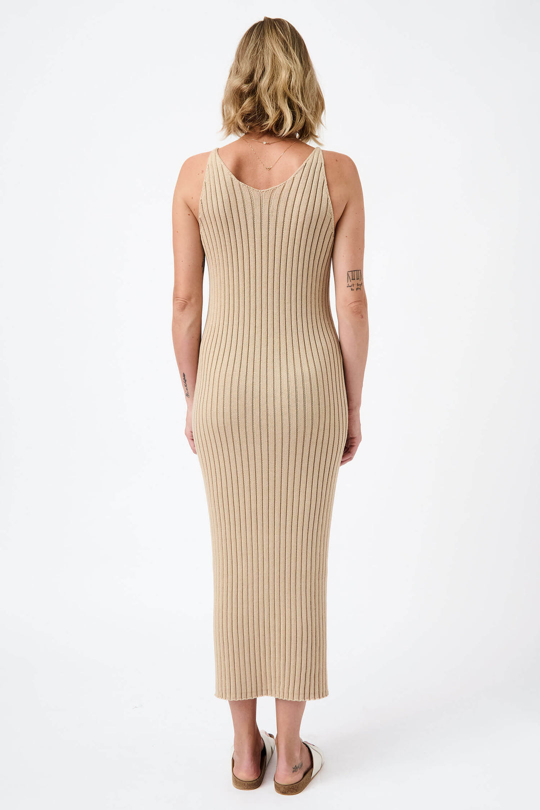 Knitted ribbed strap dress