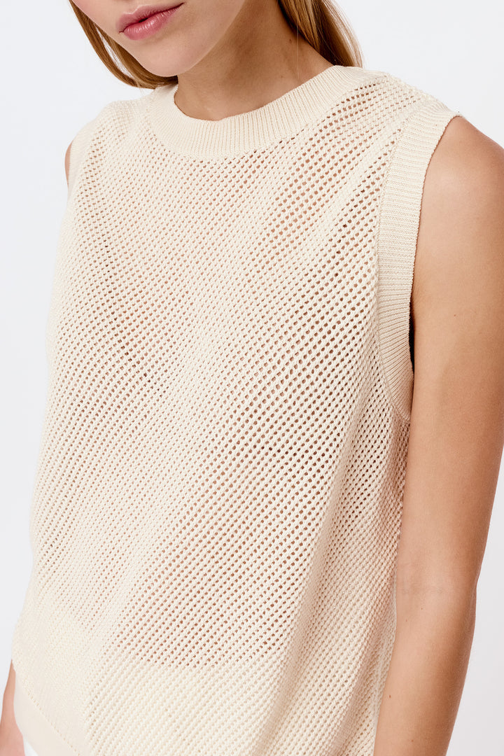 Knitted mesh sleeveless top