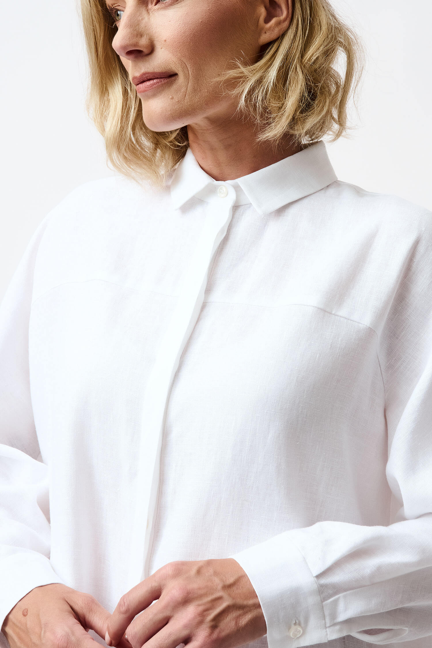 Linen long shirt dress