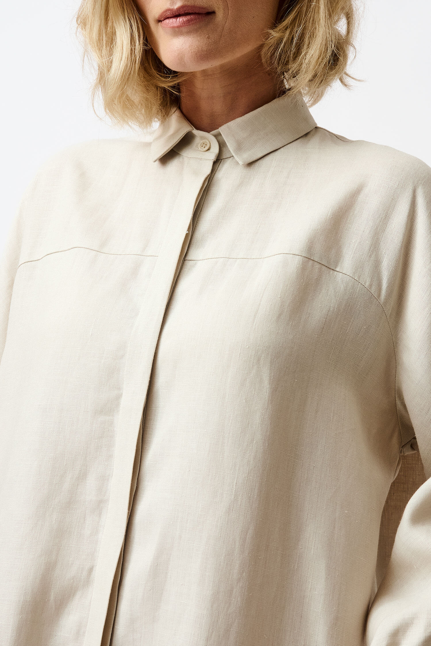 Linen long shirt dress