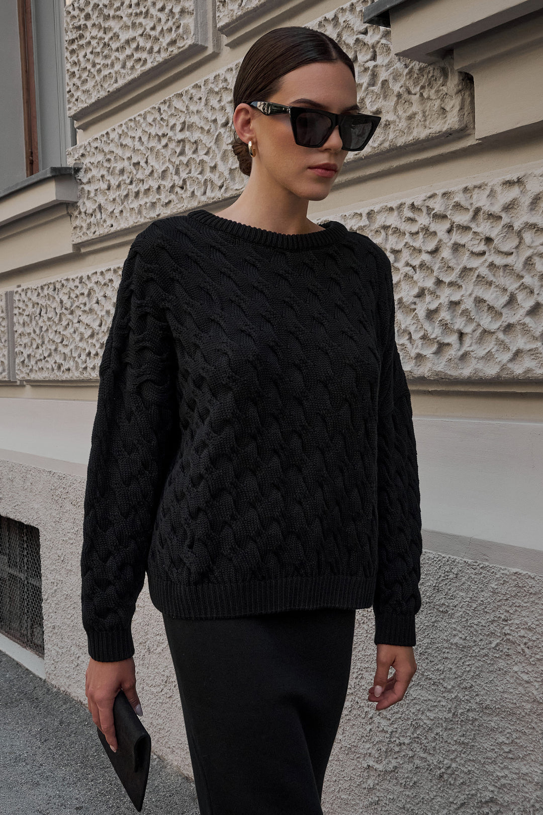 Knitted braid sweater