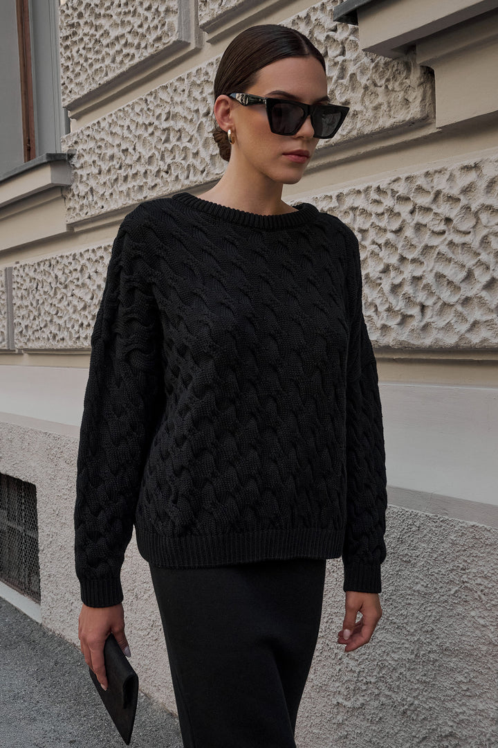 Knitted braid sweater