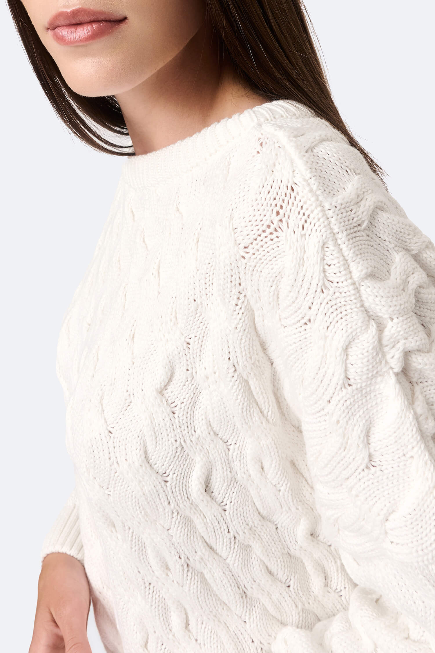 ニット+セーター Oversize Braid Knit Knitted oversized braid knit sweater women's in white – Mila.Vert