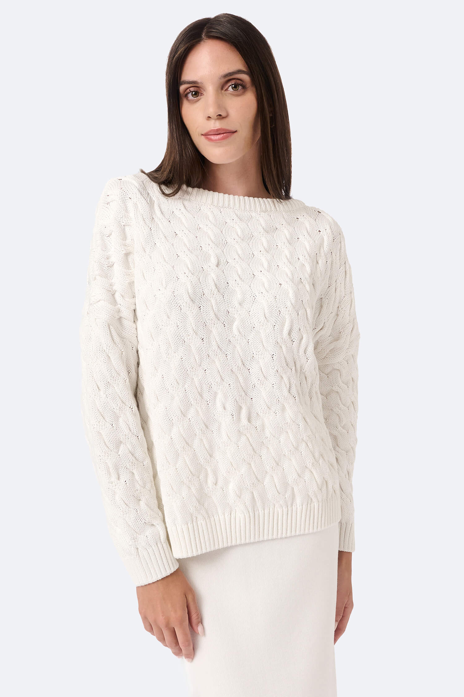 ニット+セーター Oversize Braid Knit Knitted oversized braid knit sweater women's in taupe – Mila.Vert