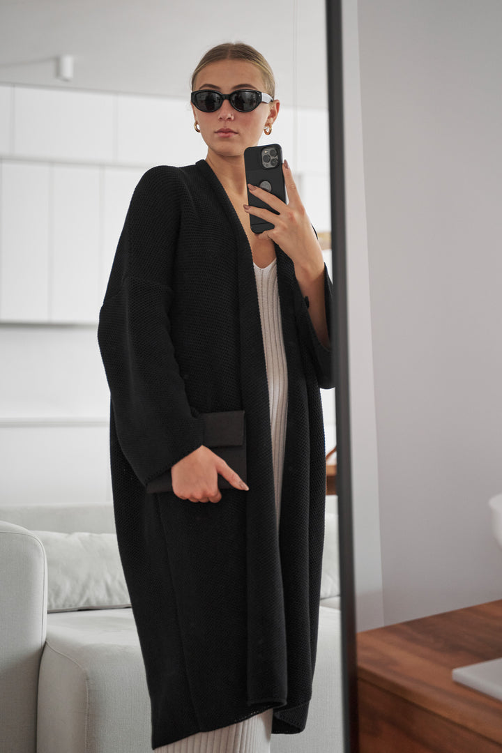 Gestrickter Pinpoint-Cardigan-Mantel