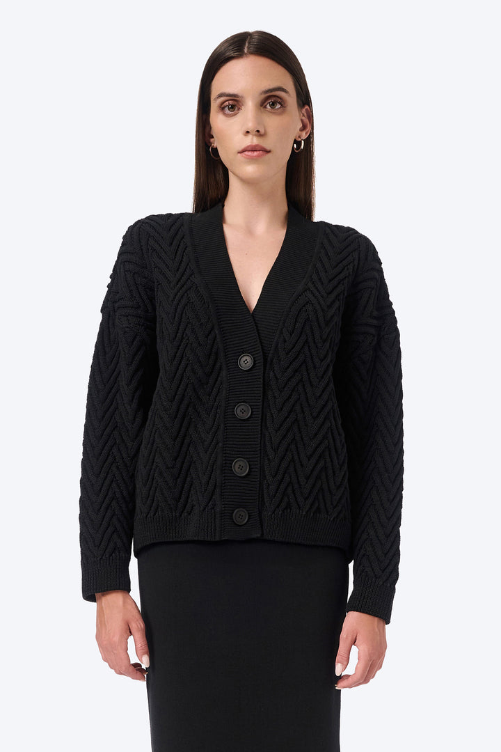 Knitted herringbone line cardigan