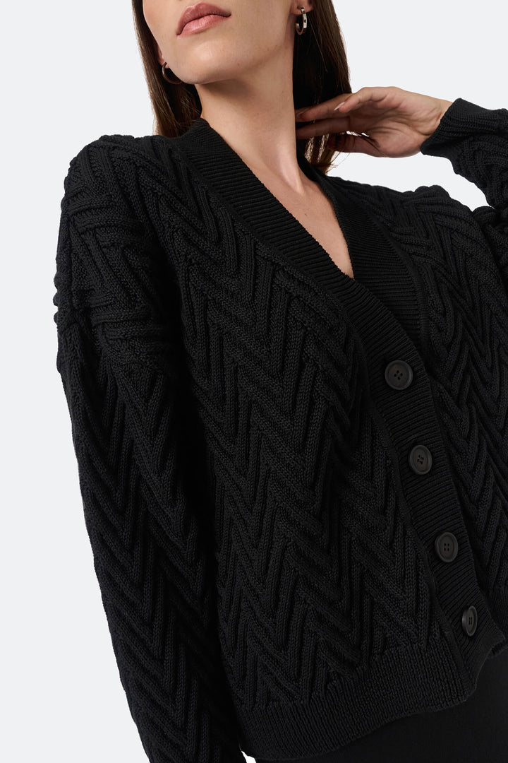 Knitted herringbone line cardigan