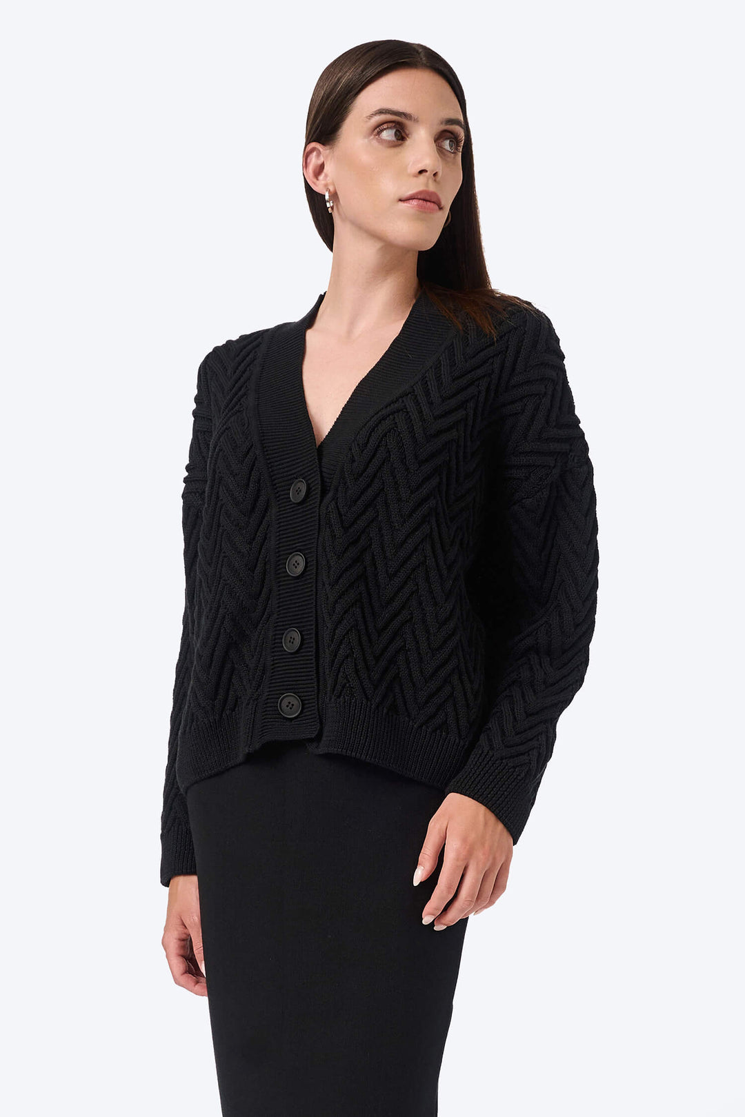 Knitted herringbone line cardigan