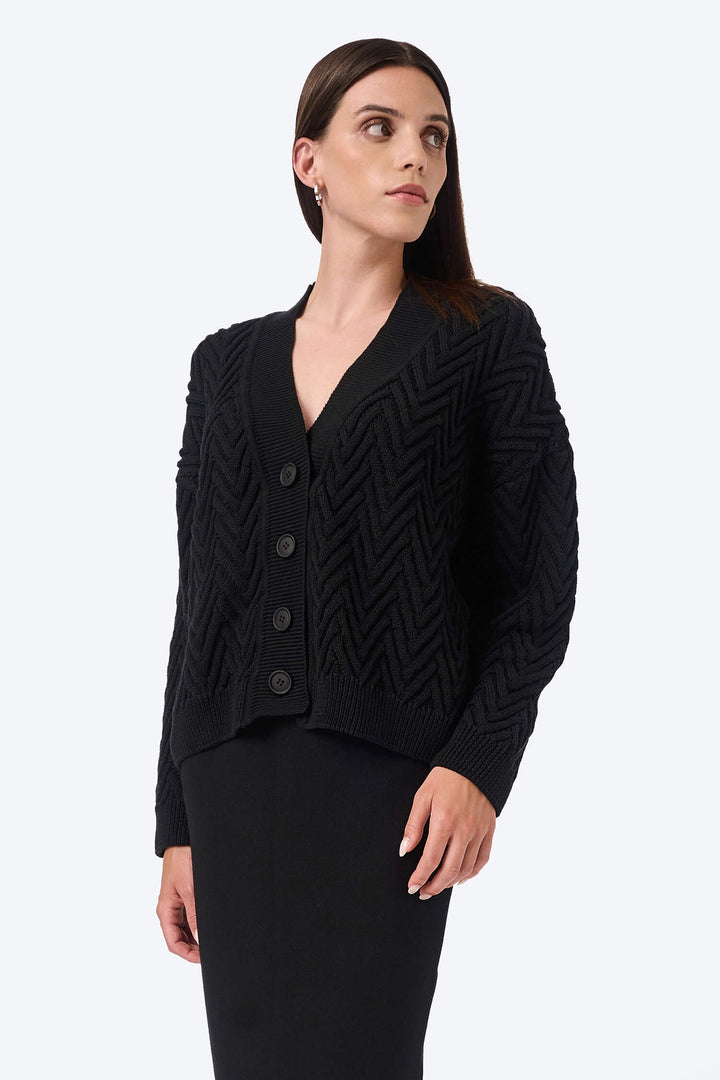 Knitted herringbone line cardigan