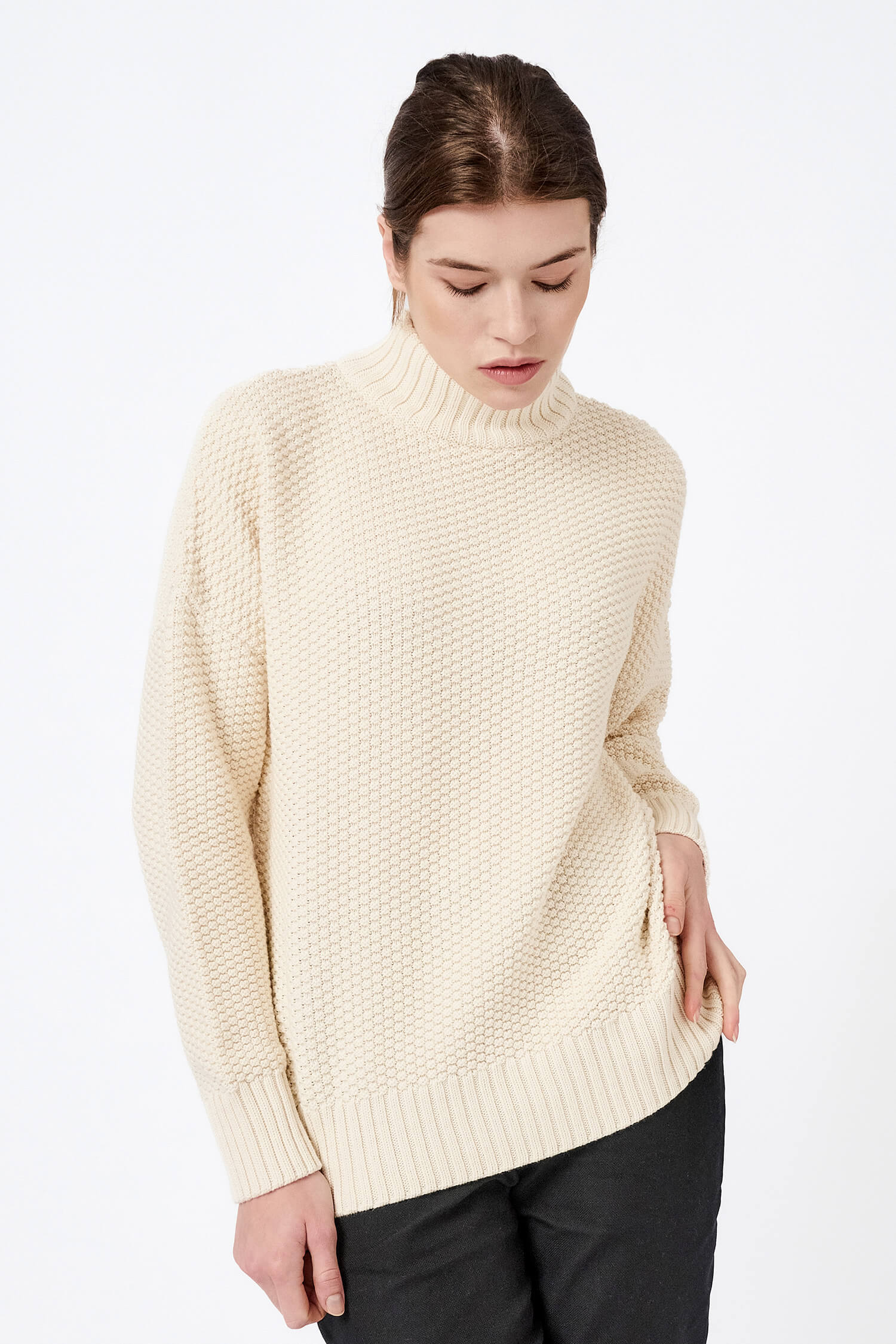 Knitted organic cotton rice cubes pullover Mila.Vert