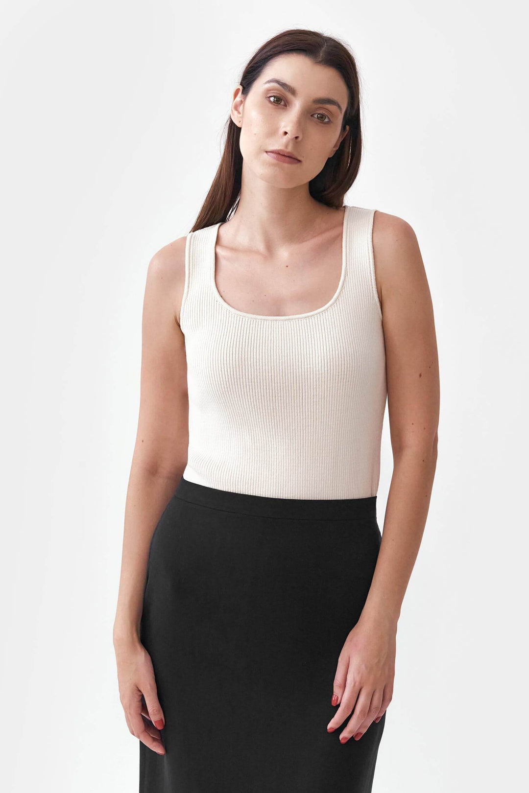 Knitted scoop neck top