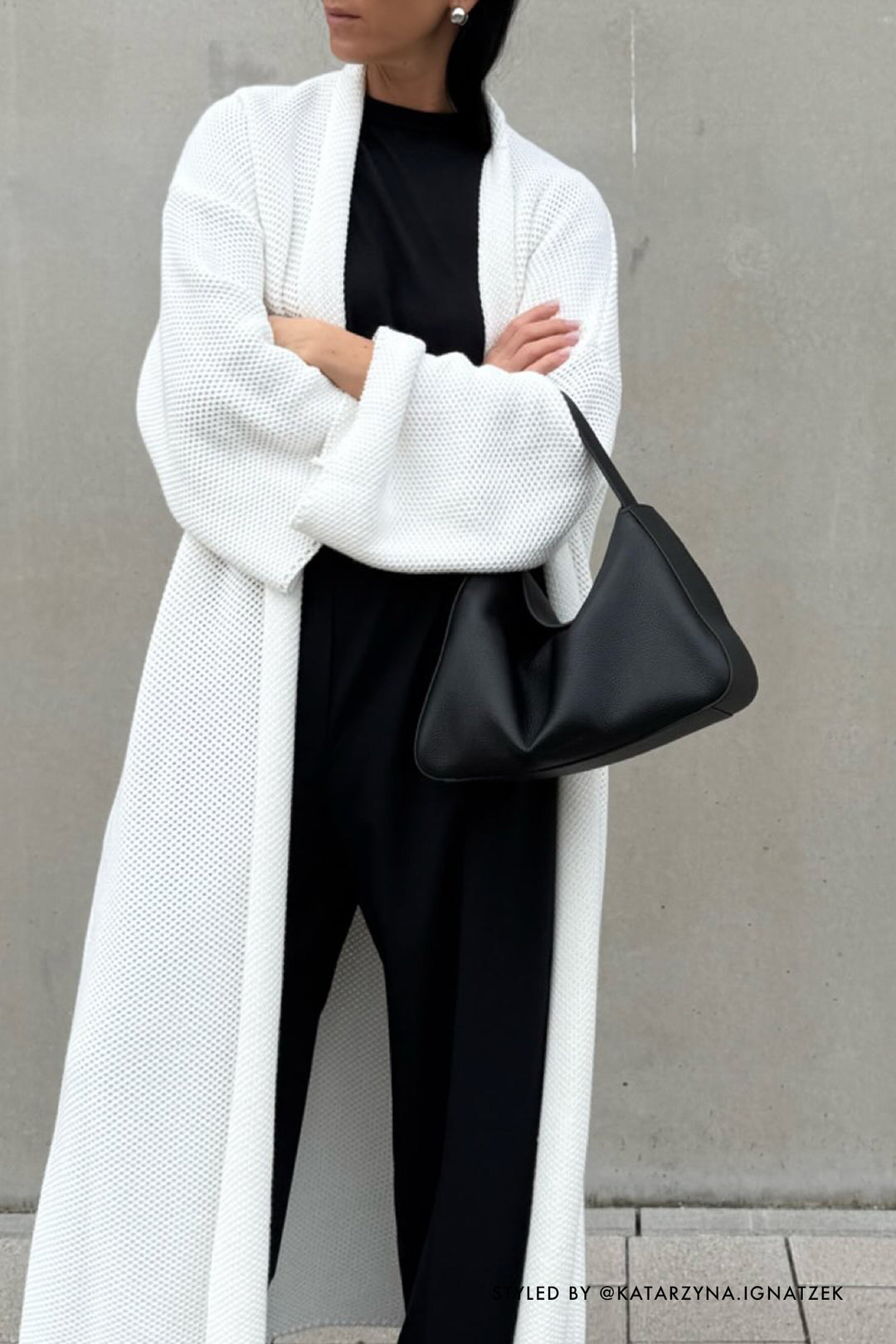 Knitted pinpoint cardigan coat