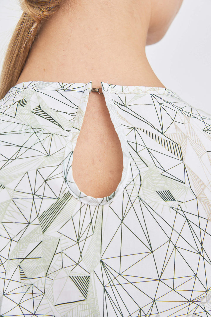 Straight neckline detail blouse