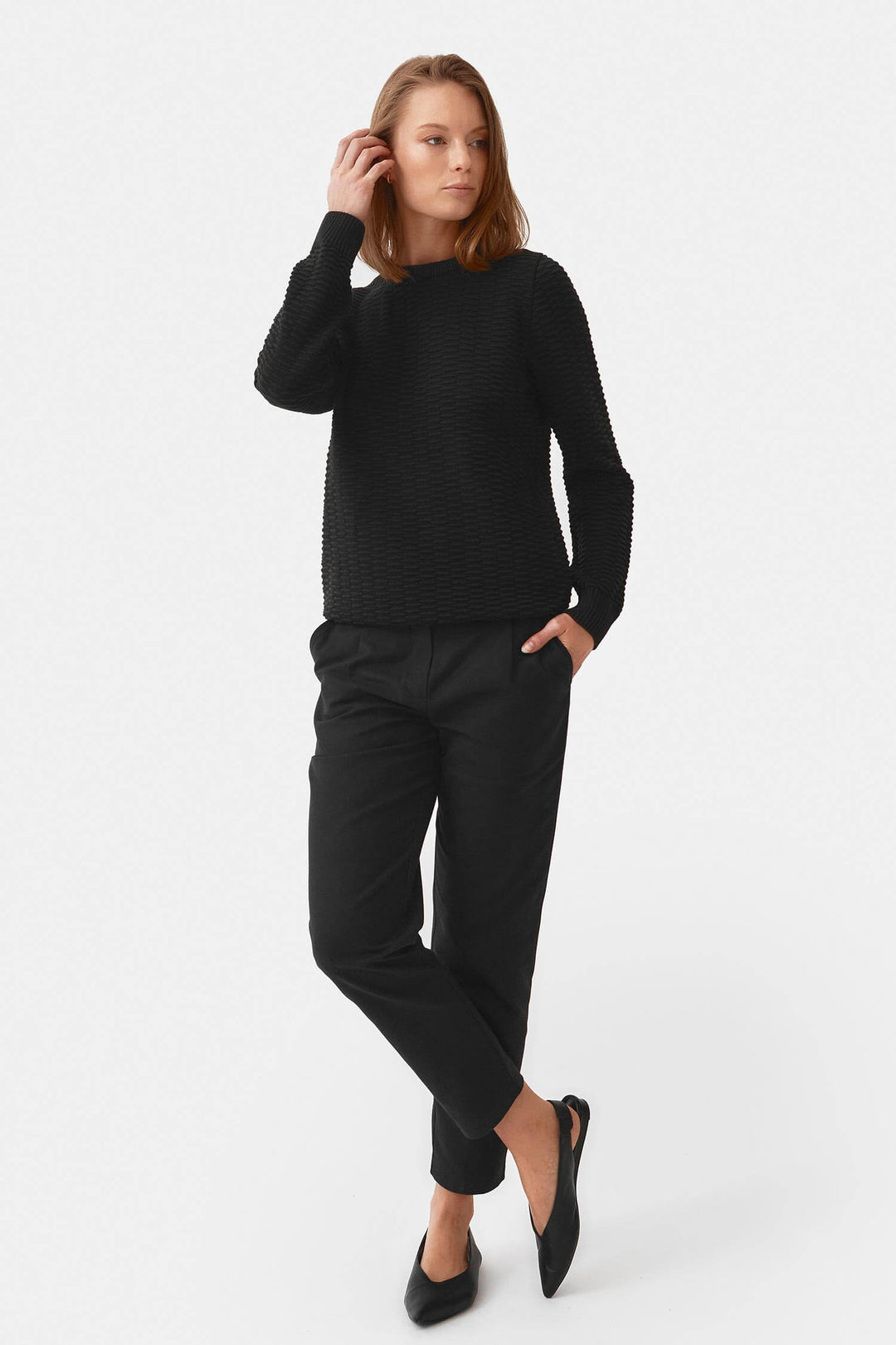 Straight twill trousers