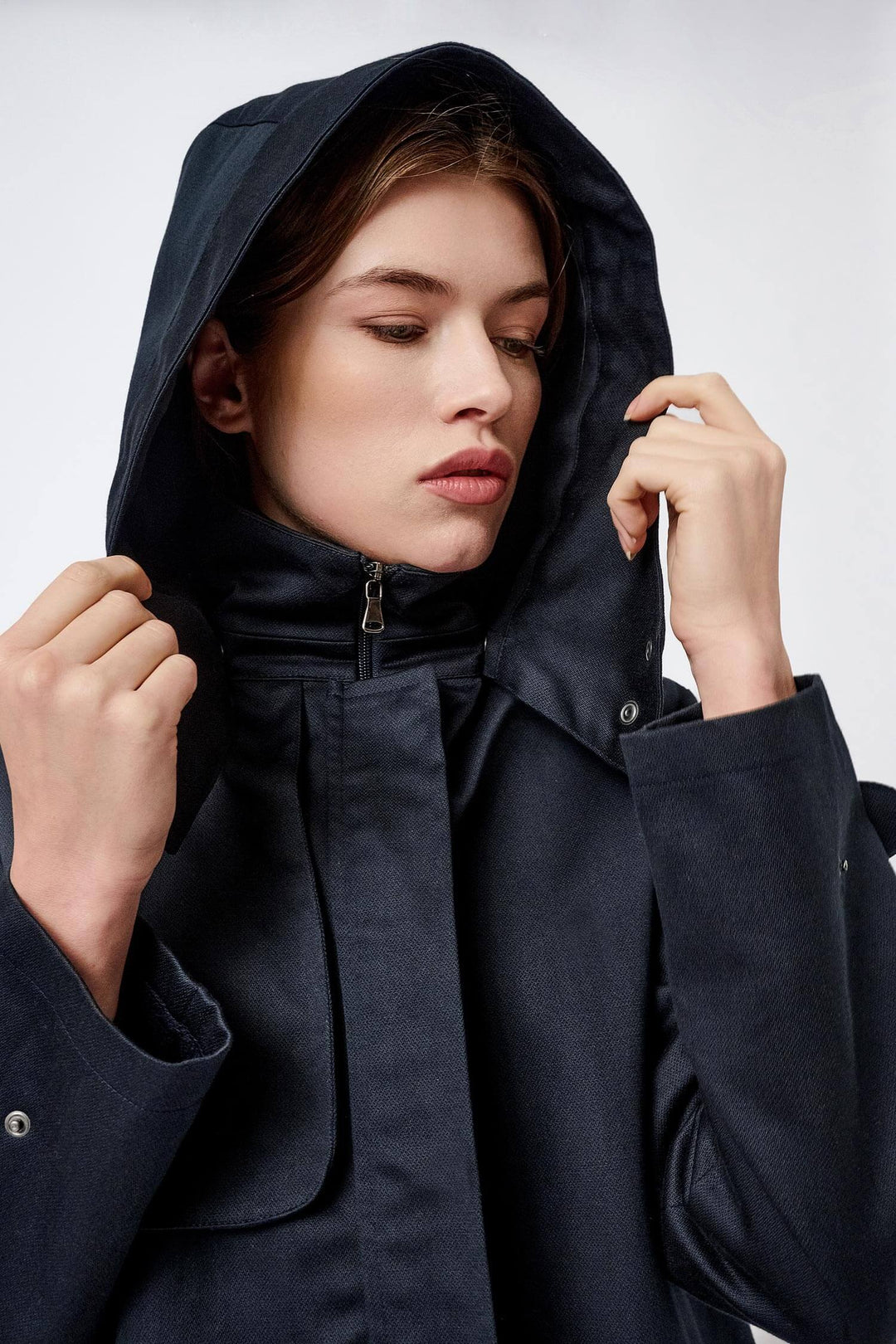 Water-resistant hooded coat