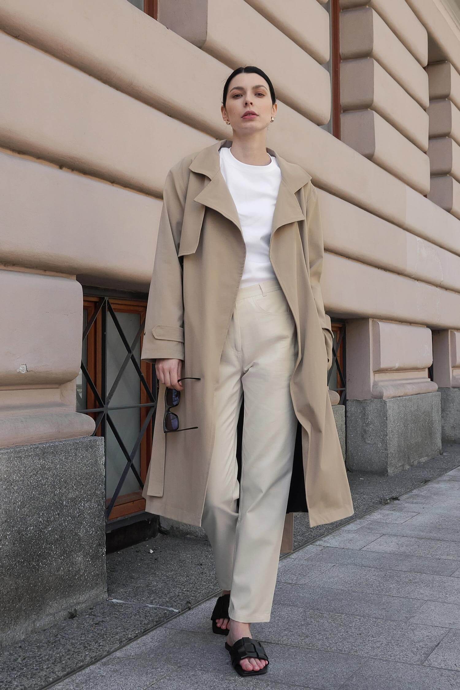 Long cream deals trench coat