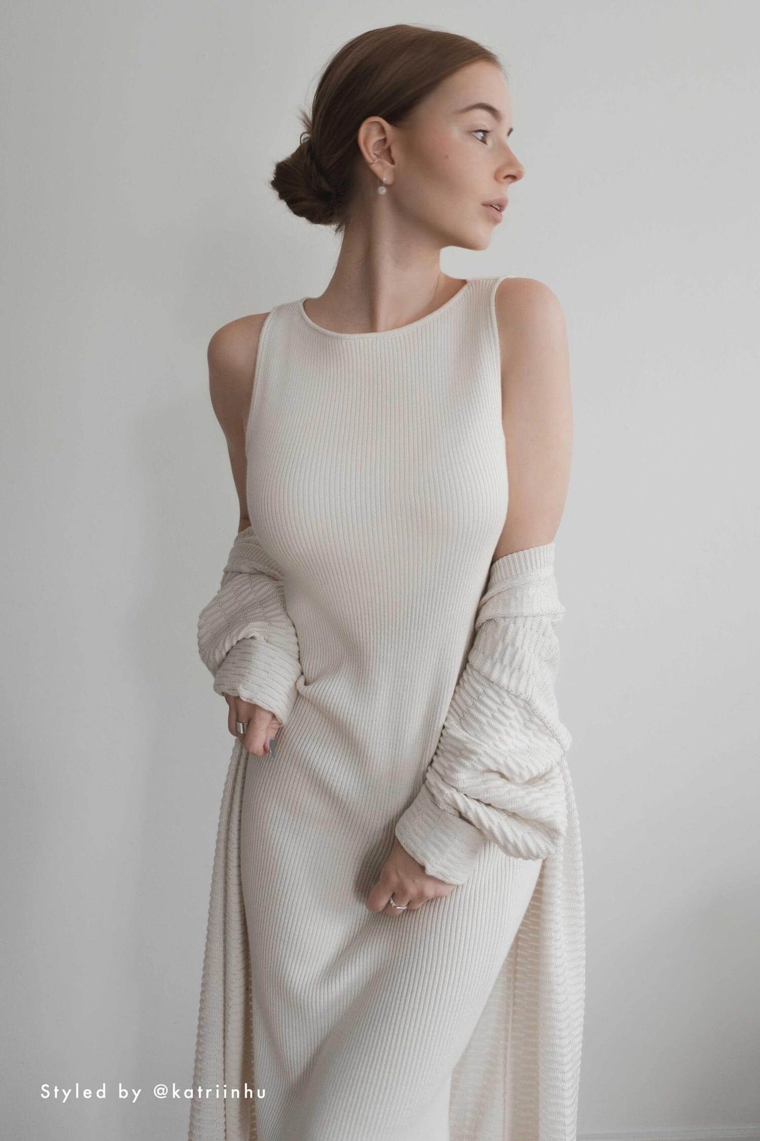 Knitted boat neck dress