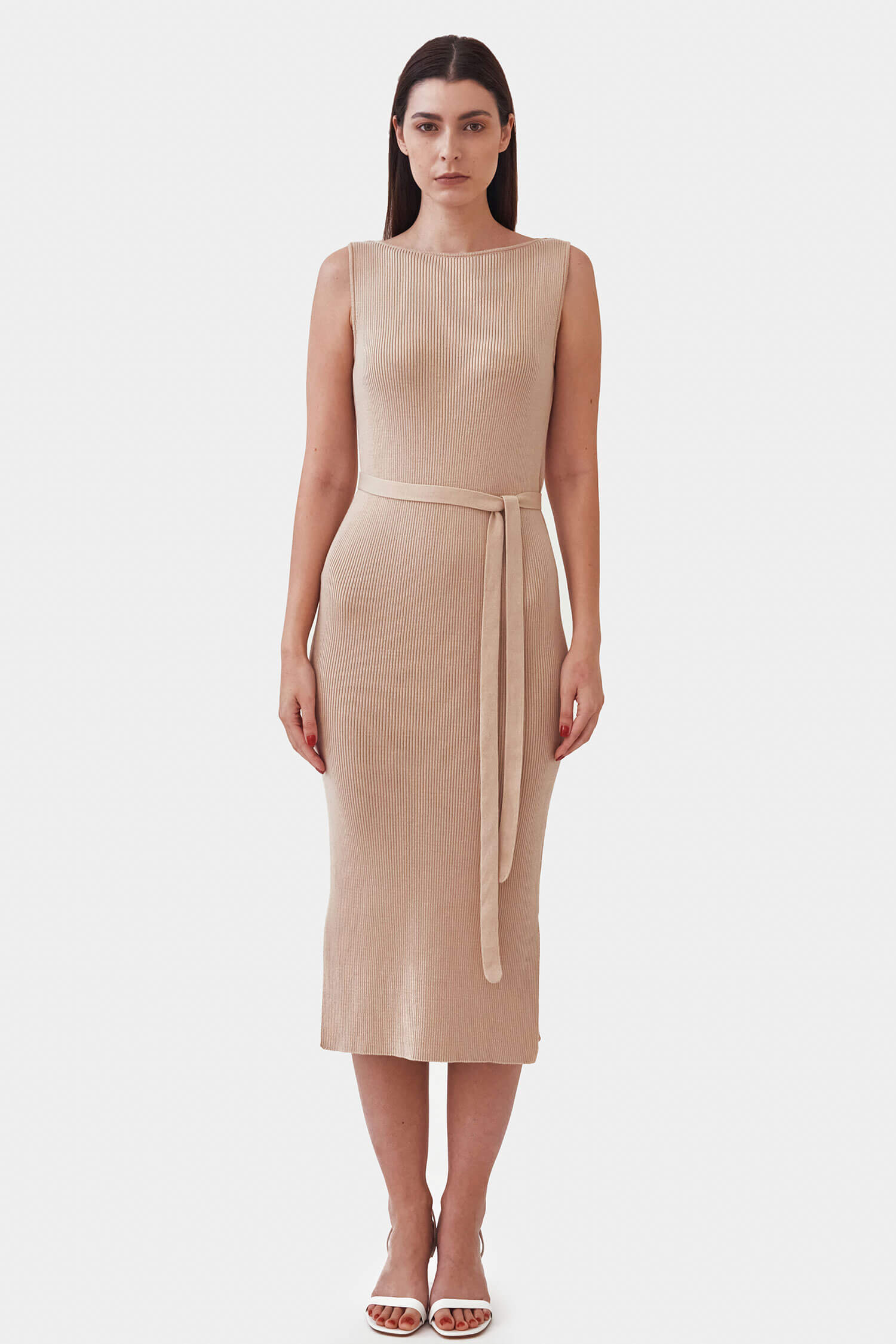 Knitted boat neck dress